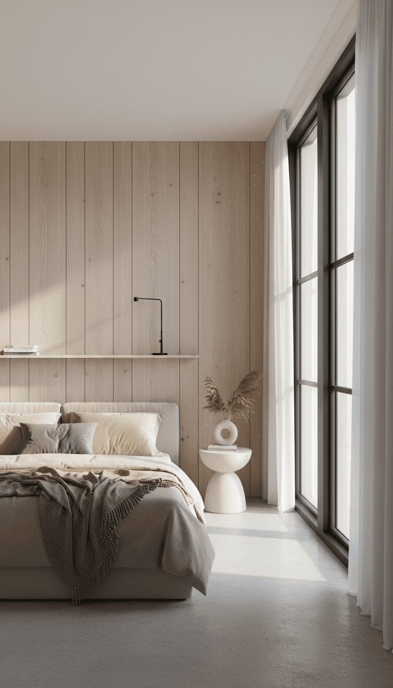 Contemporary bedroom with warm lighting