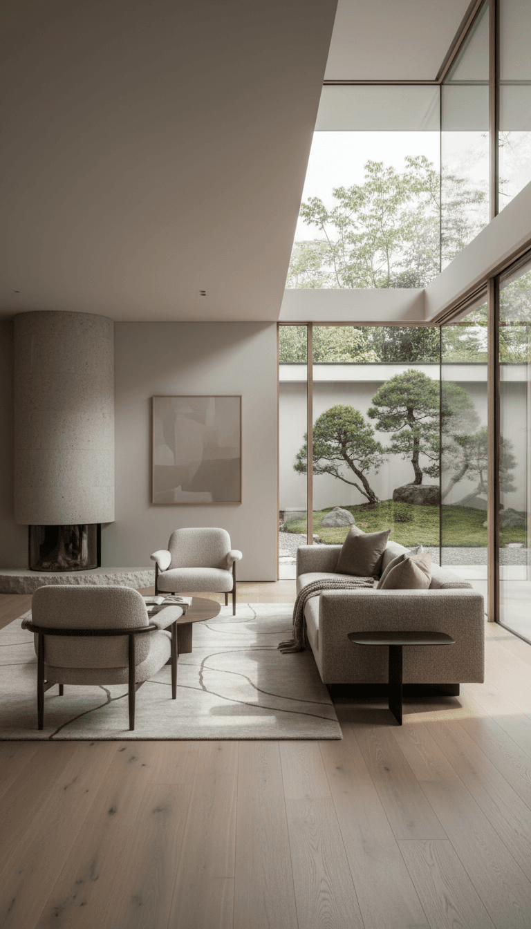 Modern luxury apartment interior with contemporary furnishings and natural lighting